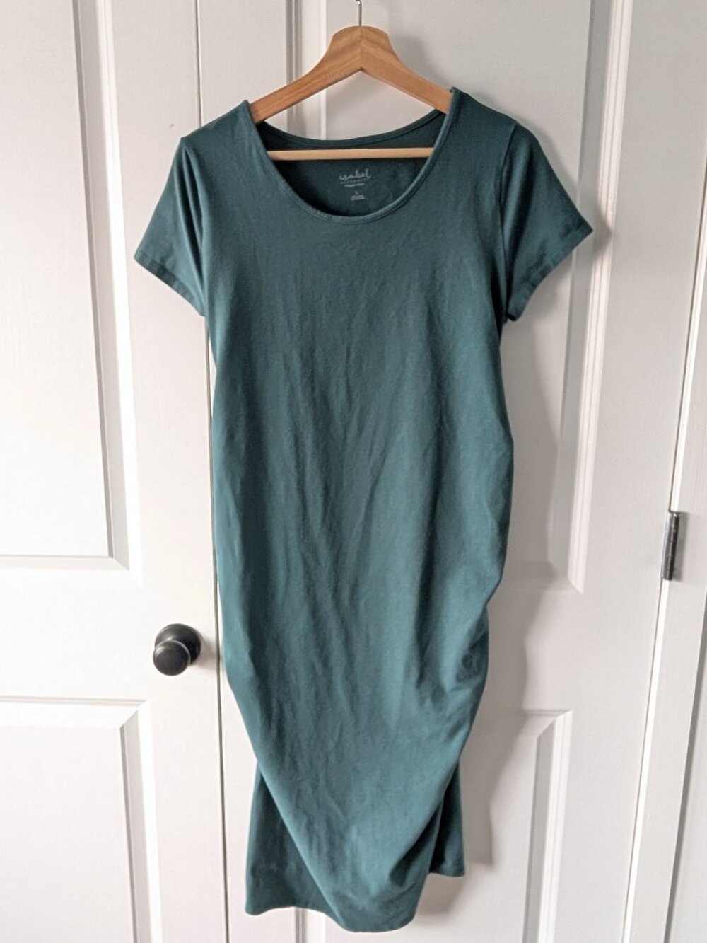 Ingrid & Isabel Short-Sleeved Bodycon Teal Dress (Large, Maternity)